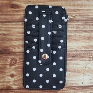 Target Black Polka Dot ID Wallet with Gold Zipper Credit Card Holder Simple